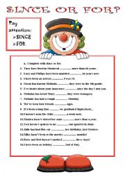 English Worksheet: Since and for