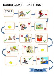 English Worksheet: Like + ing board game