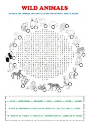 Wild Animals Word Search