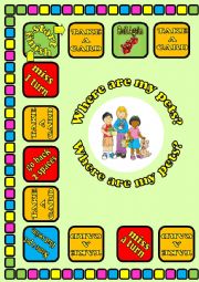 English Worksheet: Where Are My Pets Board Game 1/2