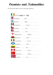 English Worksheet: Countries and nationalities