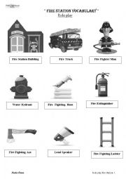 English Worksheet: Fire Station Vocabulary List 