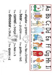 English Worksheet: ABC animals&colours (A-i)