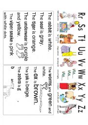 English Worksheet: ABC animals&colours (r-z)