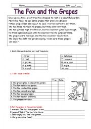 English Worksheet: The fox and the grapes