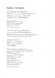 English Worksheet: Song Worksheet - Foo Fighters, My Hero