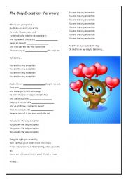 English Worksheet: Song - The Only Exception - PARAMORE