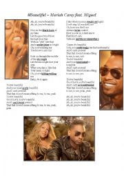 English Worksheet: Beautiful - Mariah Carey feat Miguel SONG