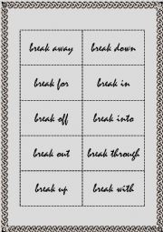 English Worksheet: BREAK - PHRASAL VERBS - flashcards