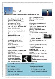 English Worksheet: Kite by U2 - song activity