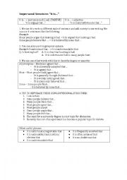 English Worksheet: Impersonal Structure Practice