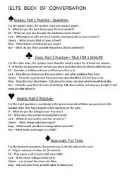 English Worksheet: IELTS deck of conversation game