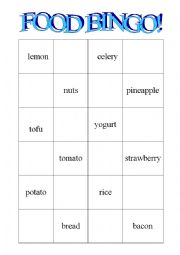 English Worksheet: Food Bingo