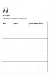 English Worksheet: Meeting New Students in Your Class