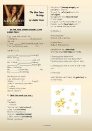 English Worksheet: The Boy Does Nothing - Alesha Dixon