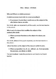 English Worksheet: Relative pronouns