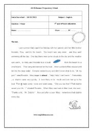 English Worksheet: end of term test 3