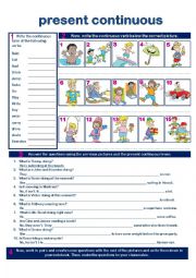 English Worksheet: PRESENT CONTINUOUS COLOR AND BLACK AND WHITE WS