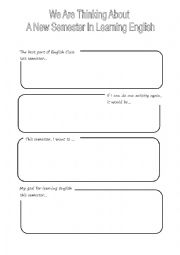 English Worksheet: We are thinking about a new sememster resolutio