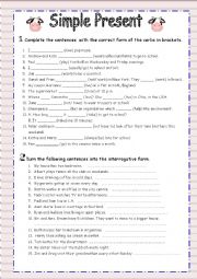 English Worksheet: Simple Present (review)