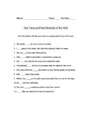 English Worksheet: Past Tense and Past Participle of the Verb