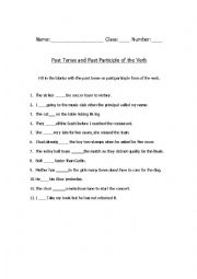 English Worksheet: Past Tense and Past Participle of the Verb