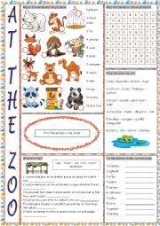 English Worksheet: At the Zoo (Vocabulary Exercises)