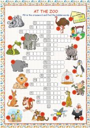 English Worksheet: At the Zoo (Crossword Puzzle)