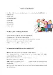 English Worksheet: Family guy worksheet