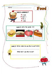 English Worksheet: food