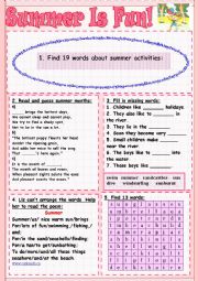 English Worksheet: Summer Is Fun!