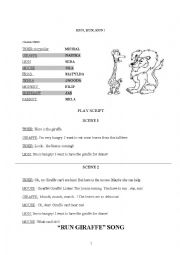 English Worksheet: Here Comes the Lion Play script/ Role play