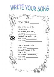 English Worksheet: ten little song