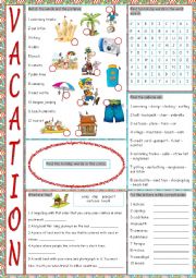 Vacation Vocabulary Exercises