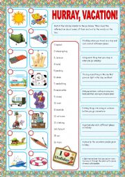 English Worksheet: Vacation (Matching exercises)