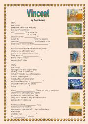 English Worksheet: Vincent, song by Don McLean