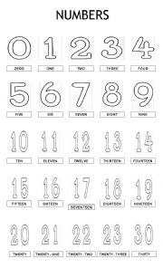 English Worksheet: NUMBERS 1 TO 30