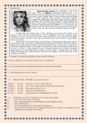 English Worksheet: biography beyonc