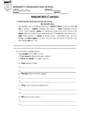 English Worksheet: English Test- Simple Present