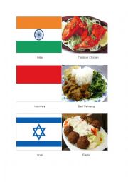 English Worksheet: National Flag and National Dish Flashcards 03