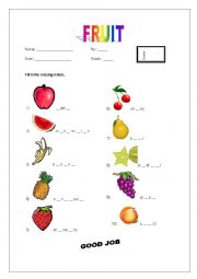 English Worksheet: Fruit