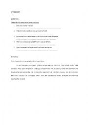 English Worksheet: Simple Past Tense worksheet