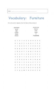 English Worksheet: Furniture vocabulary