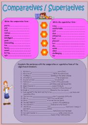 English Worksheet: comparative and superlative