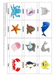 English Worksheet: Sea Animal flashcards 4 & Game