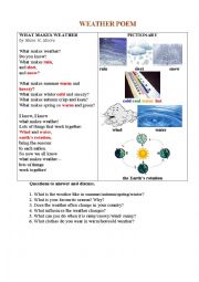 English Worksheet: WEATHER POEM