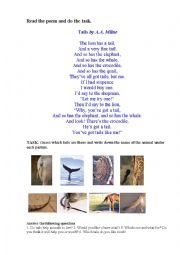 English Worksheet: TAILS (a short poem + a matching game)