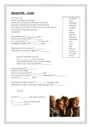 English Worksheet: The Aerosmith - Crazy