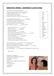 English Worksheet: Gotye feat. Kimbra - Somebody I used to know