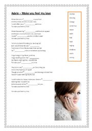 English Worksheet: Adele - Make you feel my love